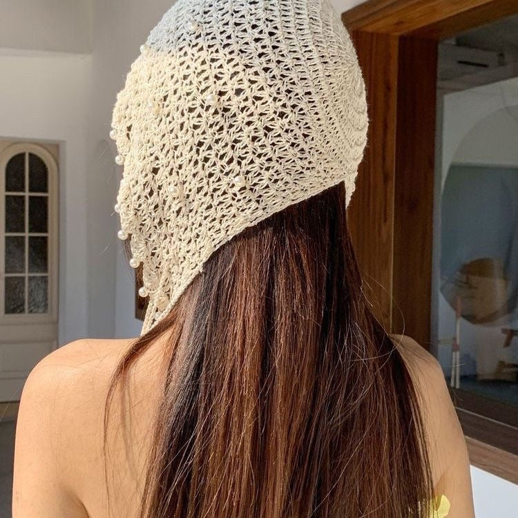 H11 Pearls Straps Knitted Embroidery Hat