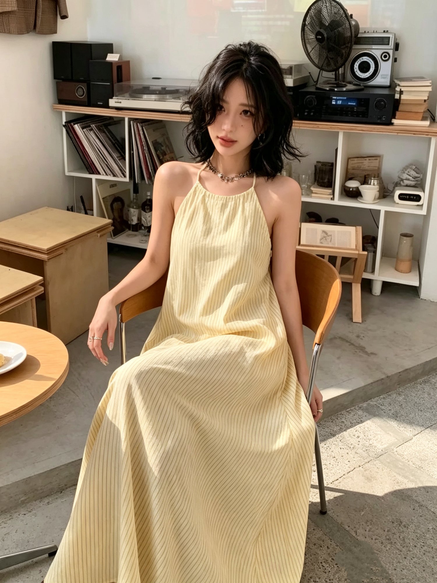 Summer Yellow Thin Bareback Long Dress