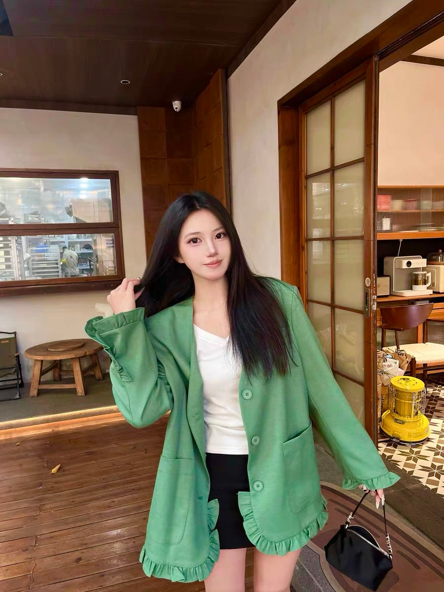Green Blazer Long Sleeve Jacket