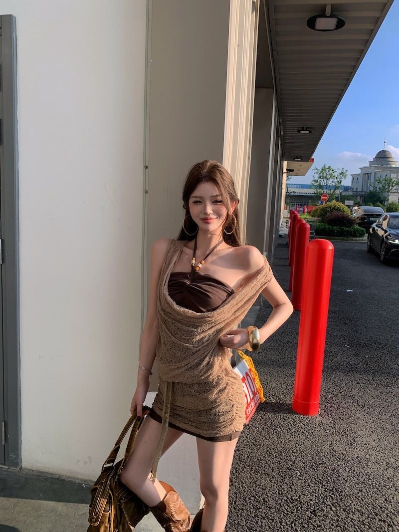 Chocolate Dress + Outerwear Set