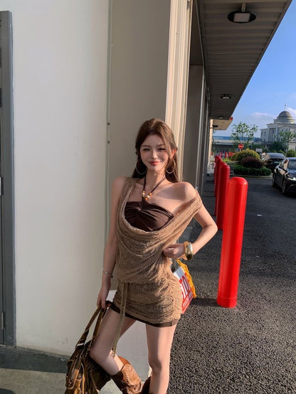Chocolate Dress + Outerwear Set