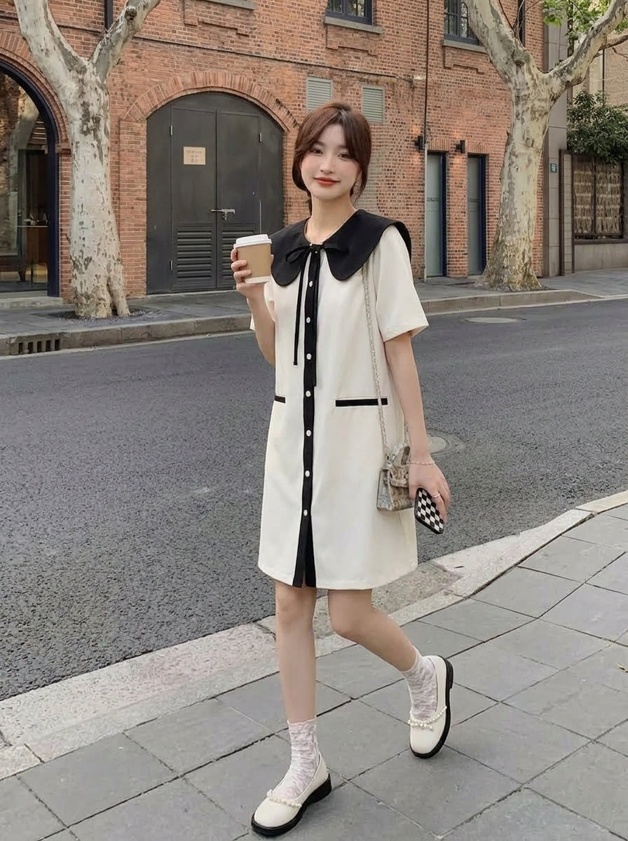 Dolly Collar Short Sleeve Dress