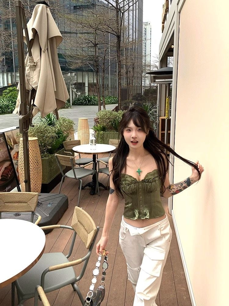 Mix Silk Lace Strap Top