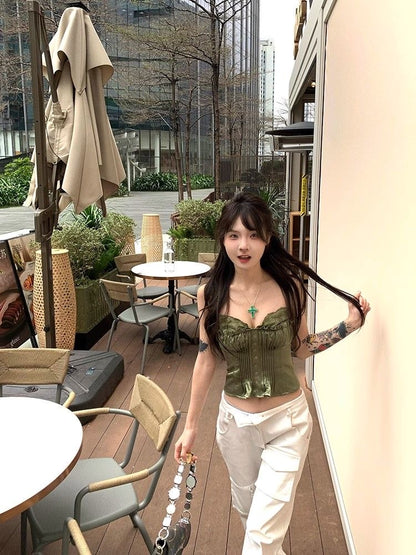 Mix Silk Lace Strap Top