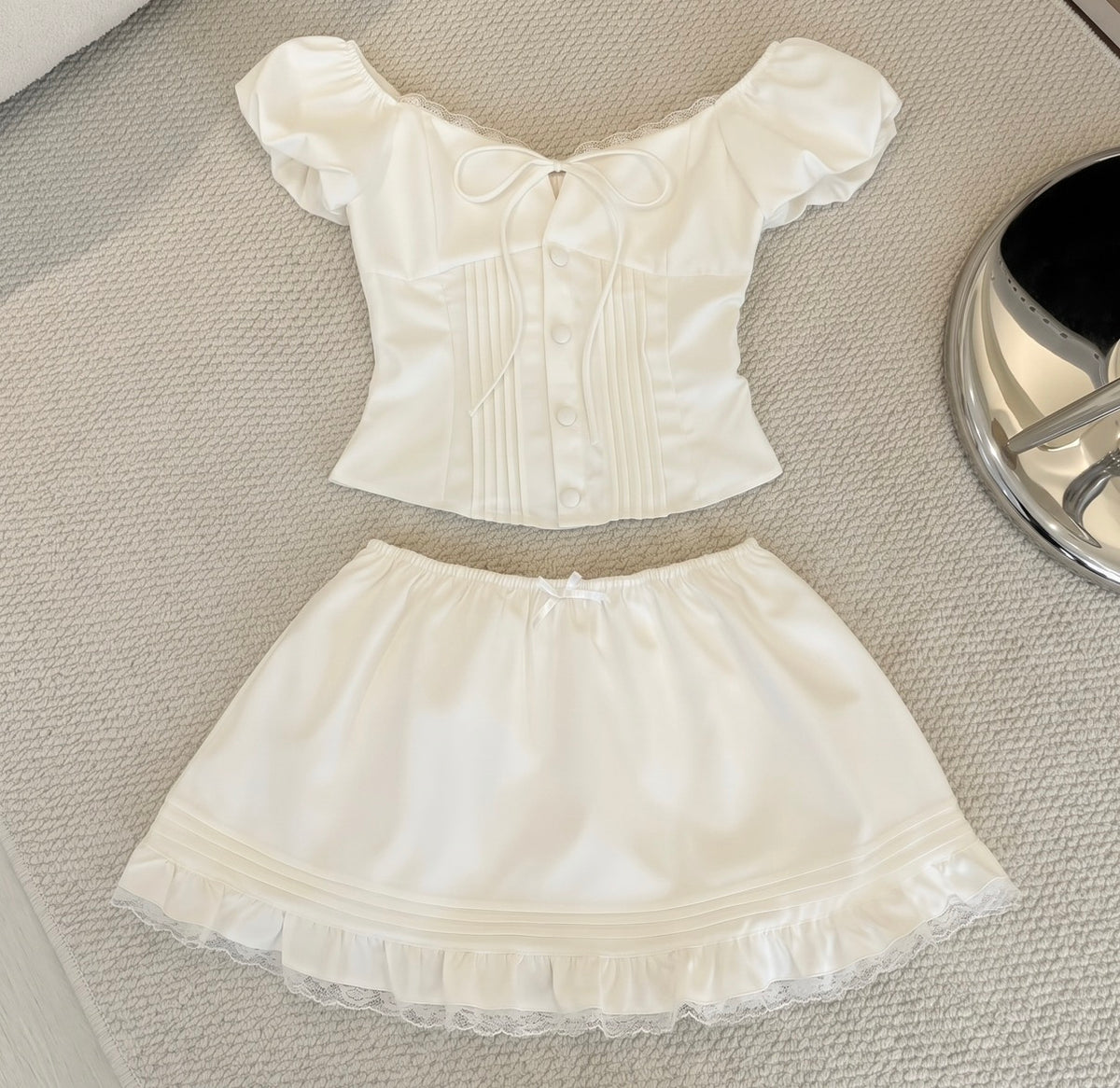 White Top + Skort Two Piece Set (S, M)