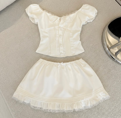 White Top + Skort Two Piece Set (S, M)
