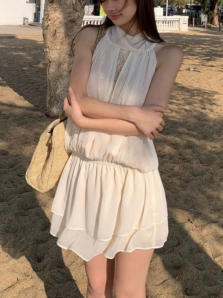 Mix Laces Beige Dress