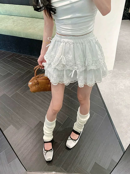 High Waist White Skirt
