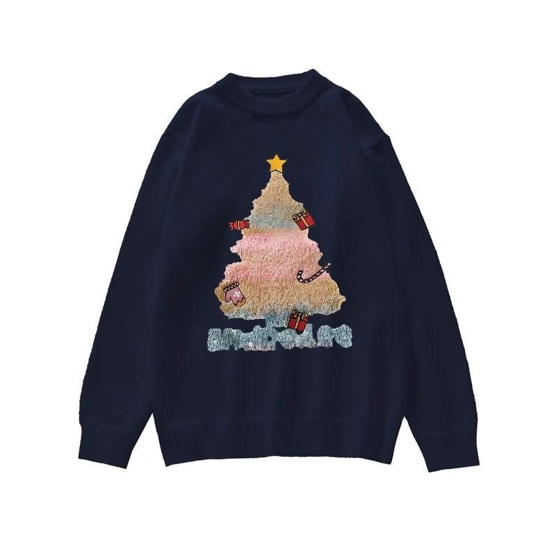 Navy Christmas  Long Sleeve Top