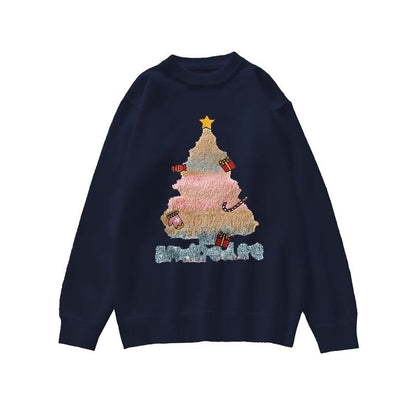 Navy Christmas  Long Sleeve Top