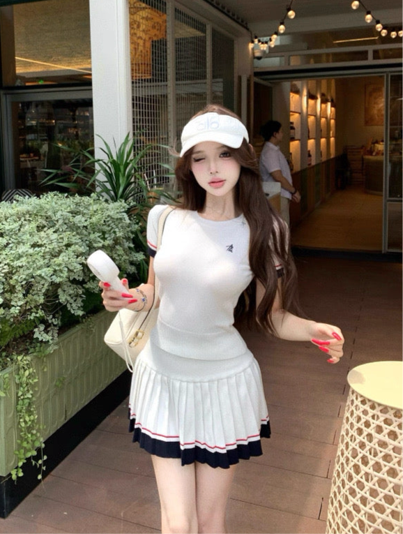 Knitted Top + Skirt Two Pieces Set