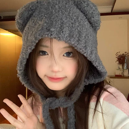 Furry Teddy Hat (White)