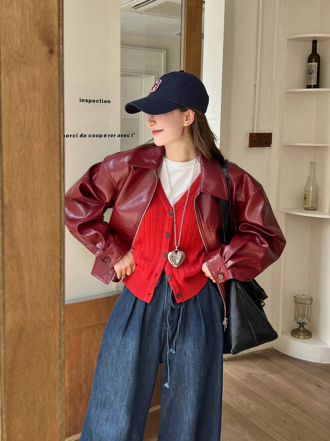 Red PU Leather Jacket