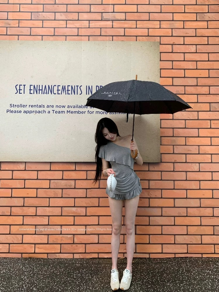 Grey Top + Mini Short Two Pieces Set