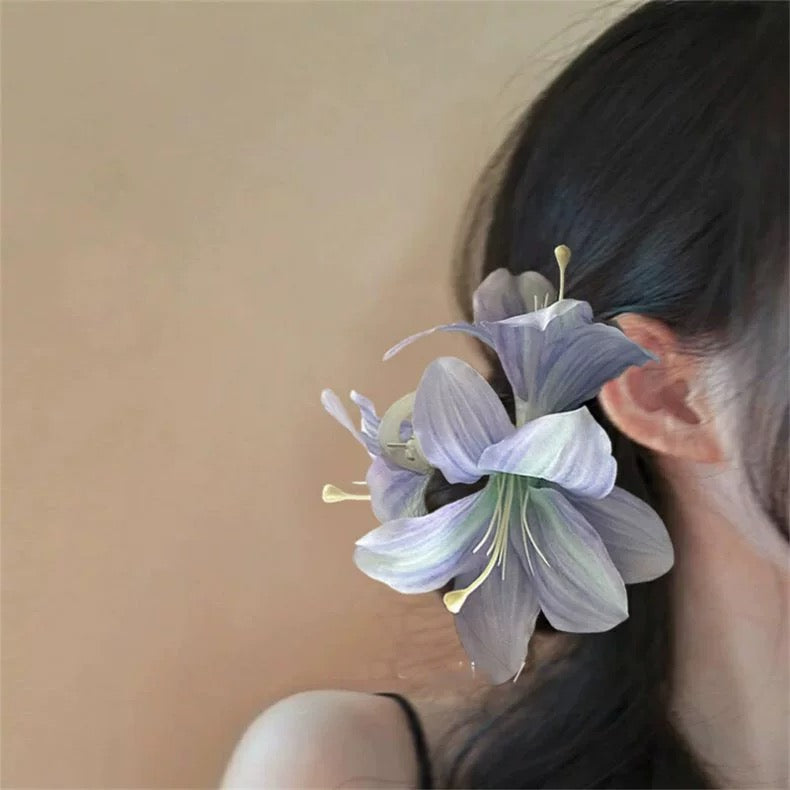 Summer Purple Floral Big Hair Clip