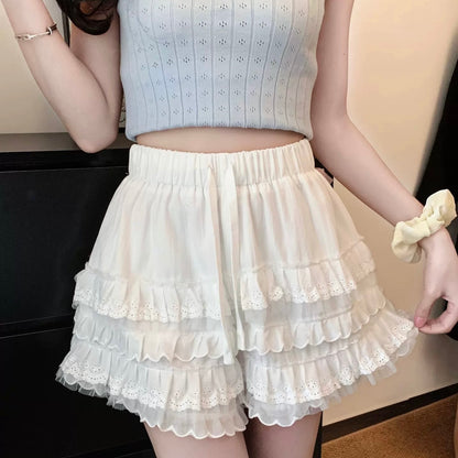 White High Waist Layer Short Skirt