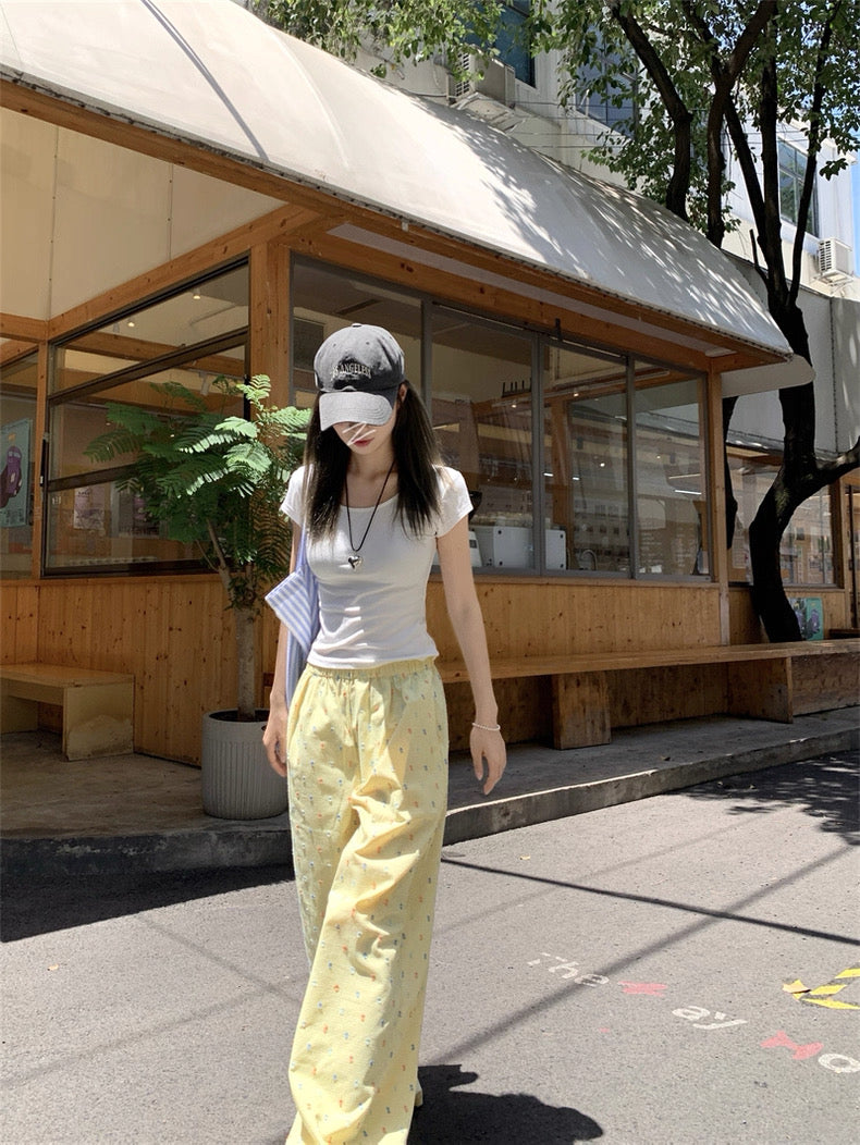 Yellow Colour Dots Long Pants