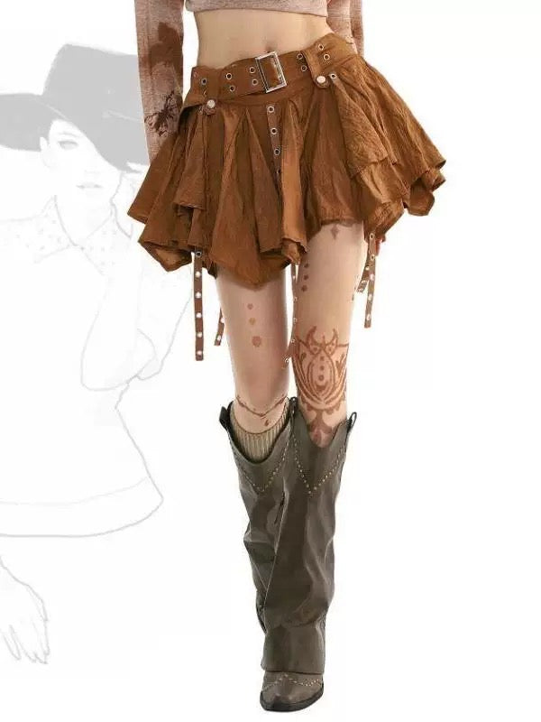 Brown Skirt with belt