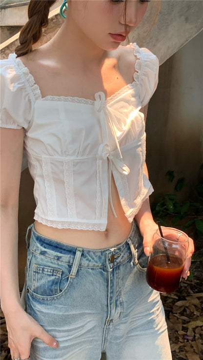 Knot Button White Top