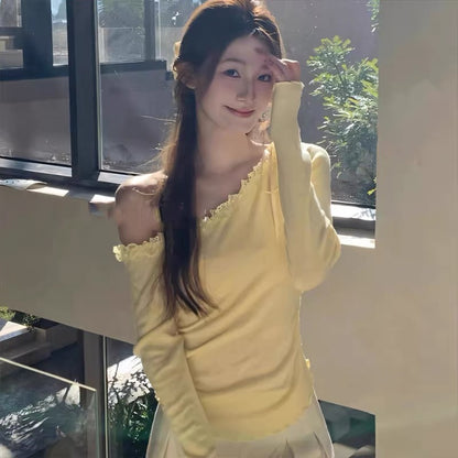 Off Side Shoulder Long Sleeve Top