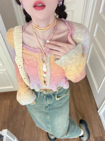 Rainbow Long Sleeve Knitted Top