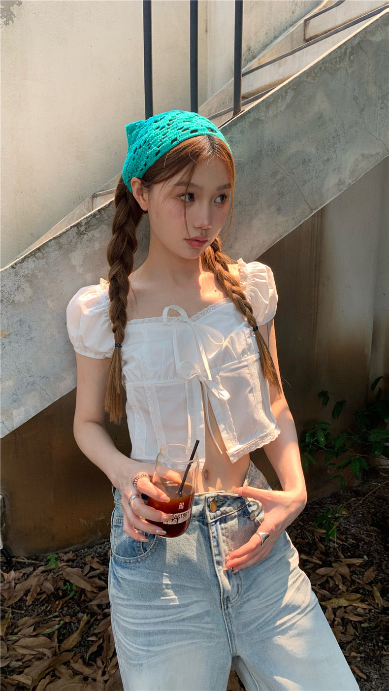Knot Button White Top