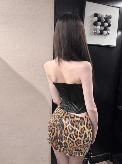 Black Mix Laces Tube Top