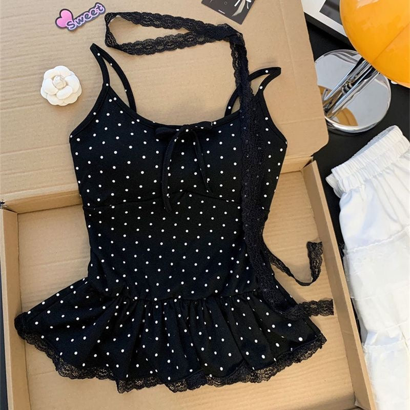 Polka Dot Top With Collar Strap