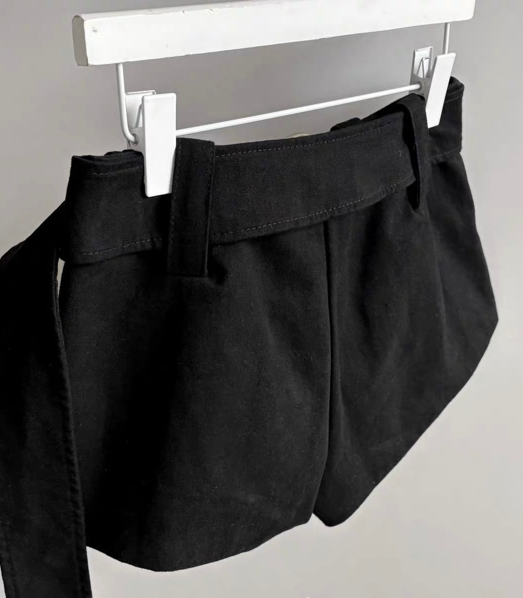 Black Low Waist Mini Skort Shorts SK39 (S)