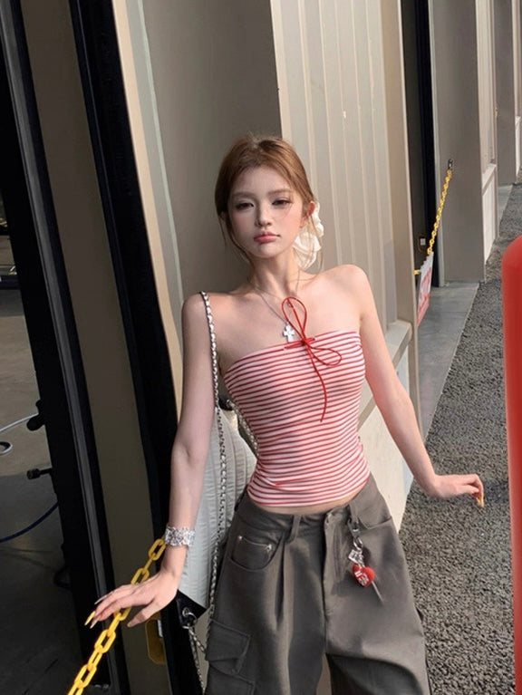 Red Stripe Tube Top