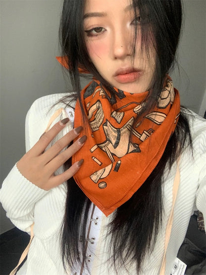 Cool Scarf /Headband (Orange, White)