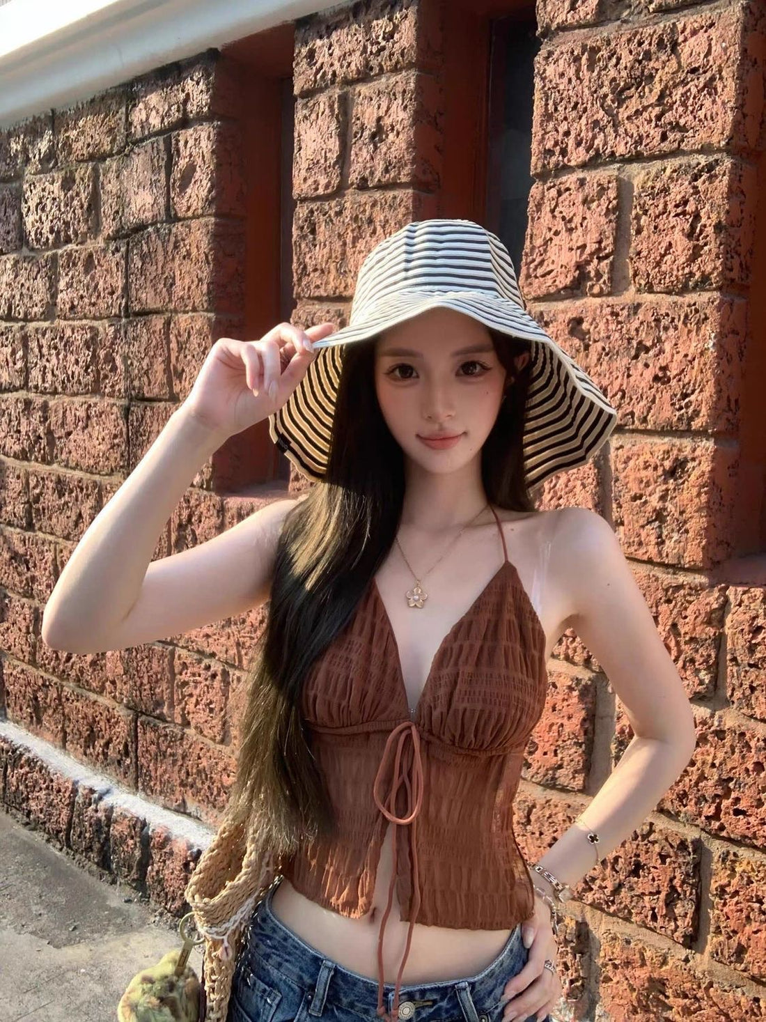 Bareback Brown Mesh Top