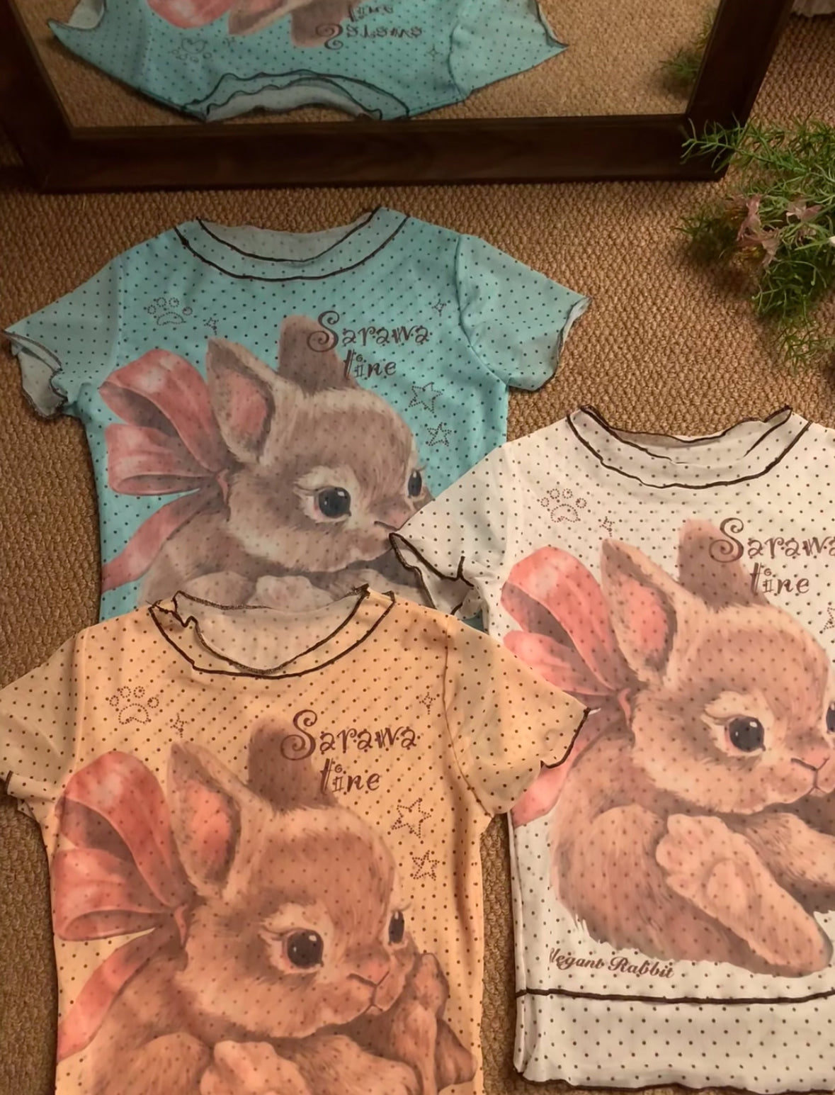 Bunny Mini Dots Mesh Top (Yellow, Mint, White)