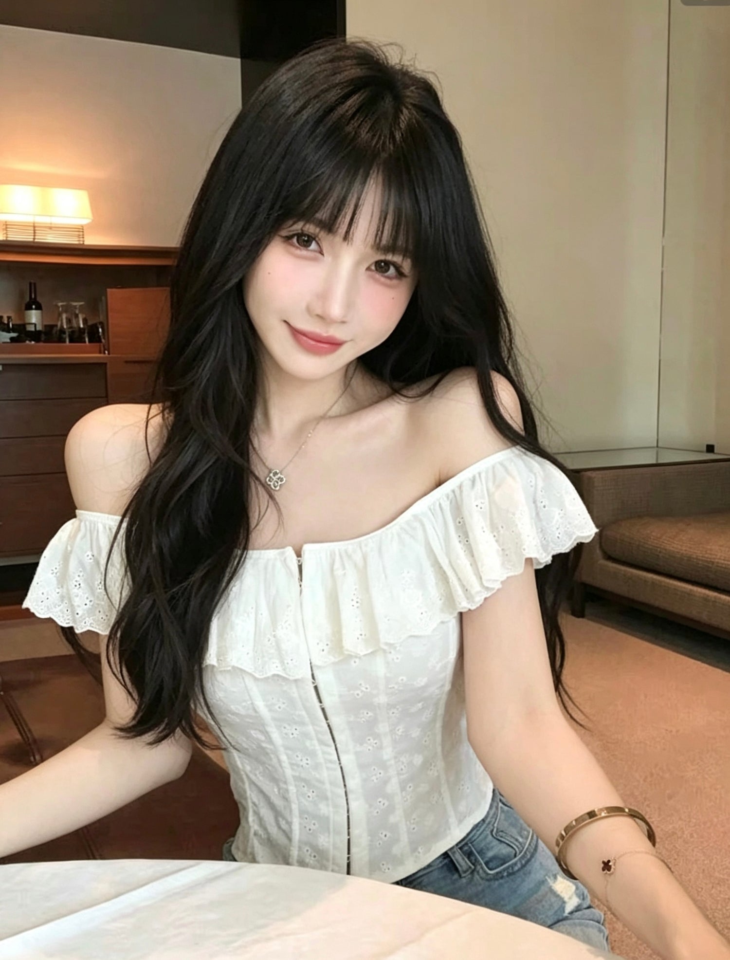 Back Lace Up Off Shoulder White Top