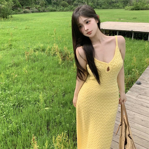 Yellow Knitted Long Dress