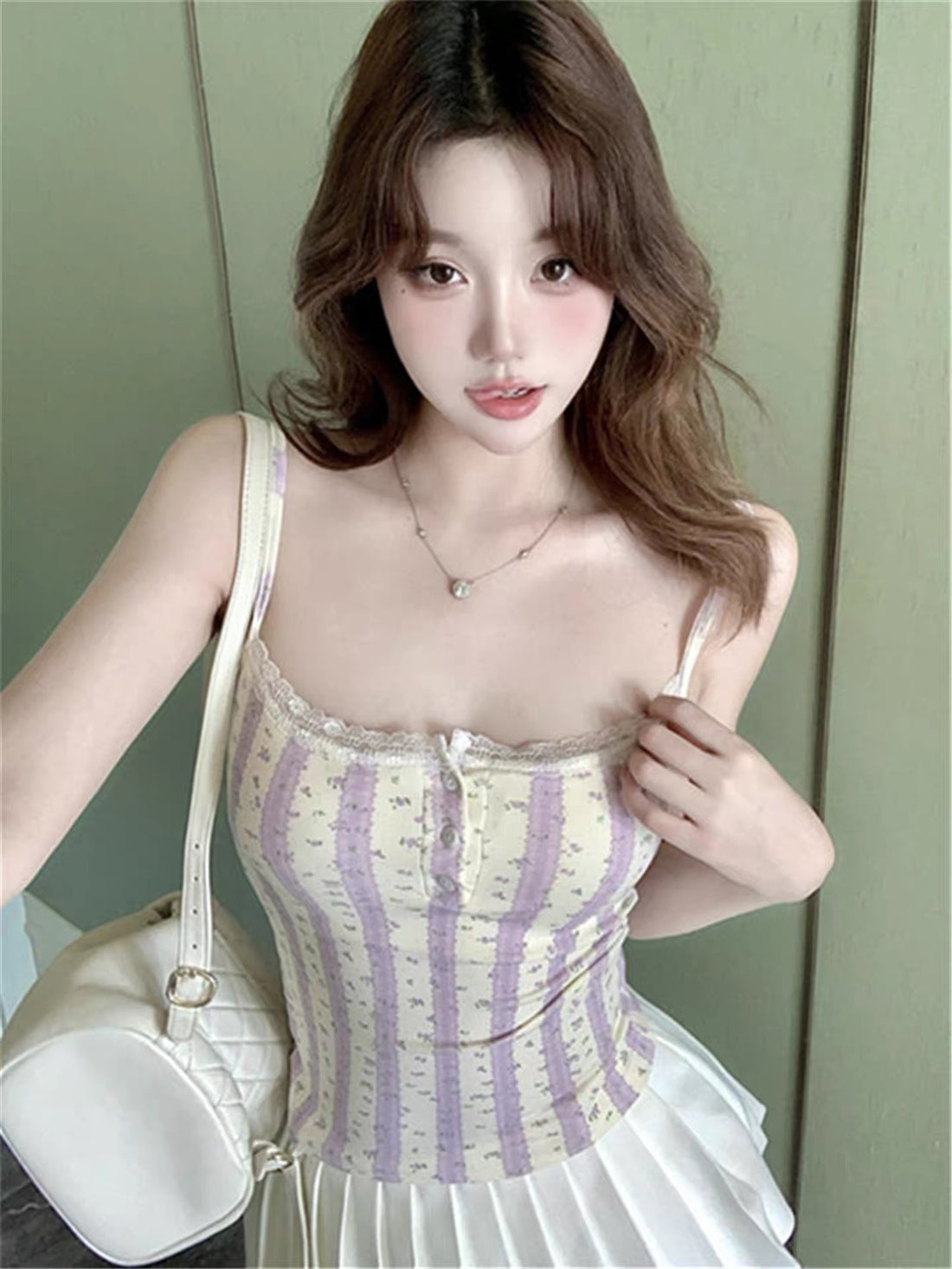 Purple Stripe Strap Top