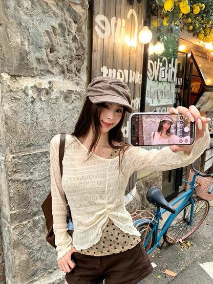 Polka Dot Two Piece Long Sleeve Top