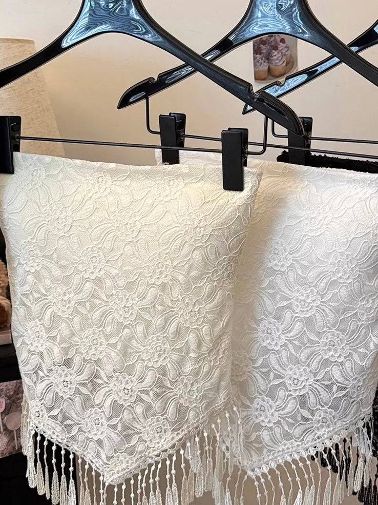 Lacey Tube Top (White, Beige)