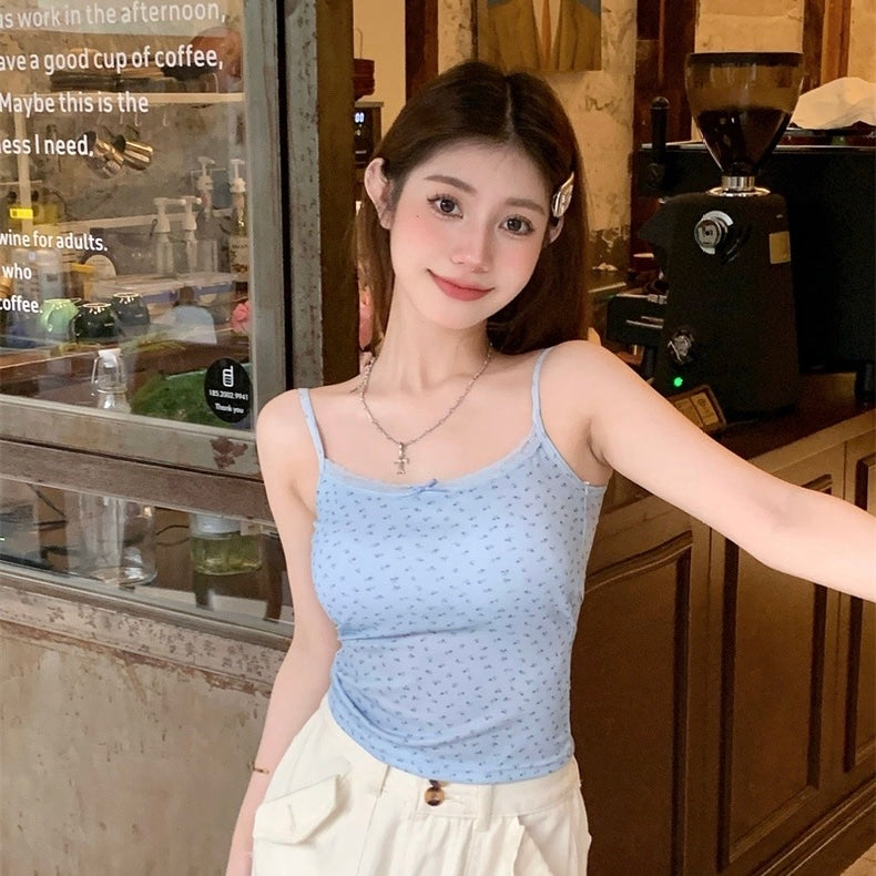 Mini Flower Basic Sleeveless Strap Top