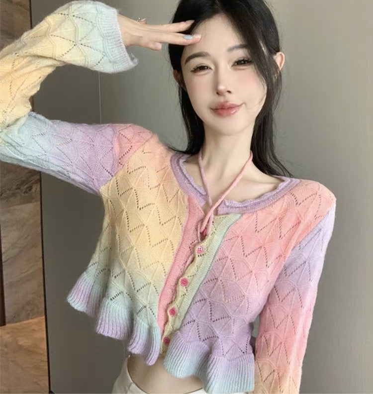 Rainbow Long Sleeve Knitted Top
