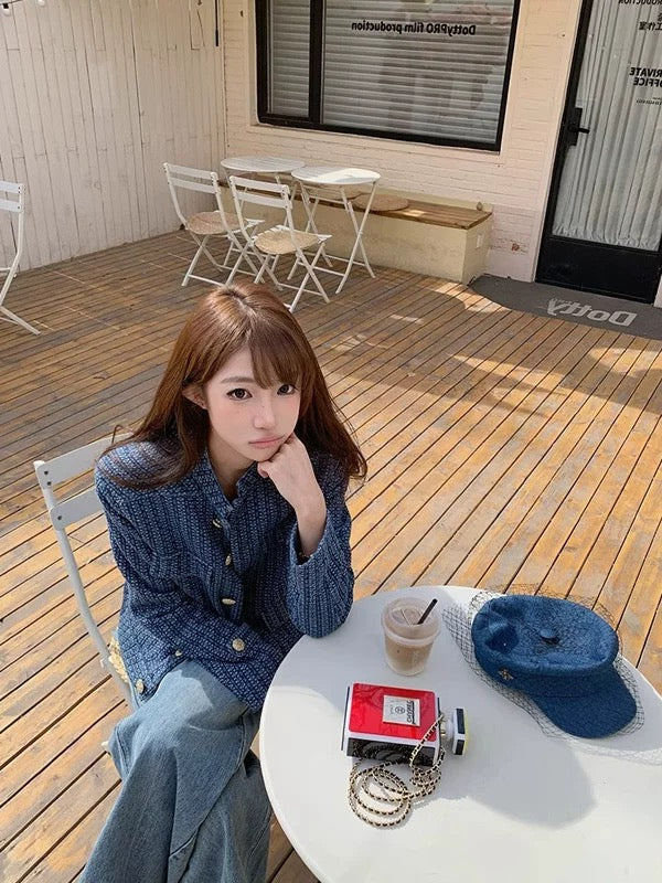 Navy Cardigan Top