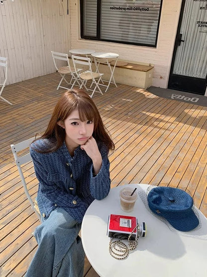 Navy Cardigan Top