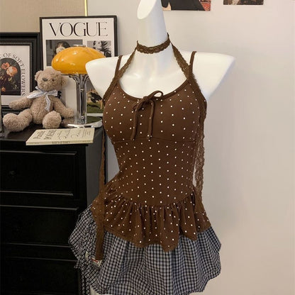 Polka Dot Top With Collar Strap
