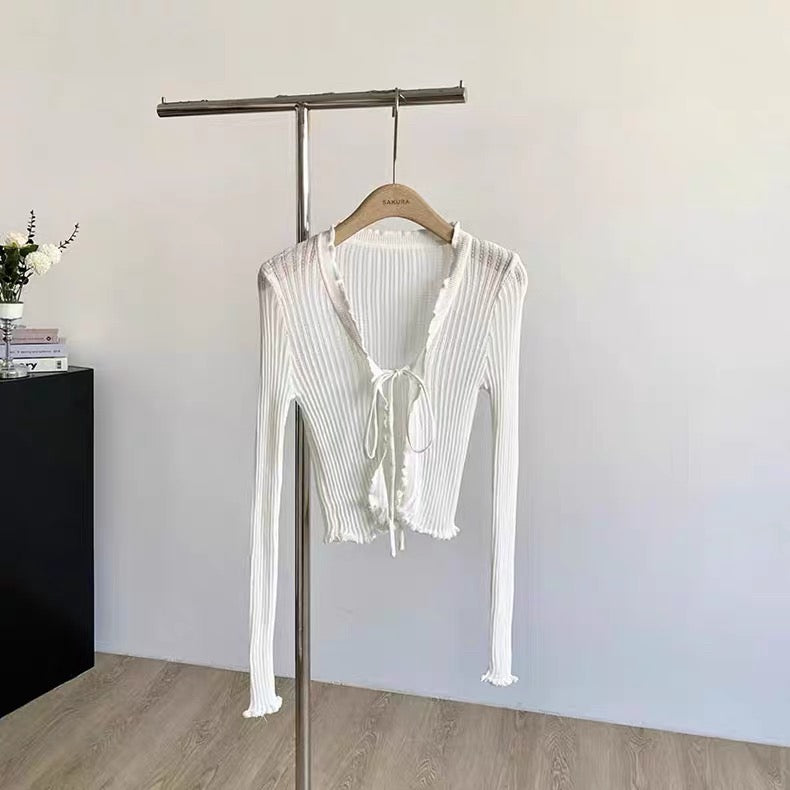 C011 Knitted Cardigan (White,Black,Yellow)