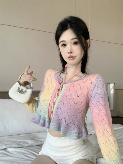 Rainbow Long Sleeve Knitted Top