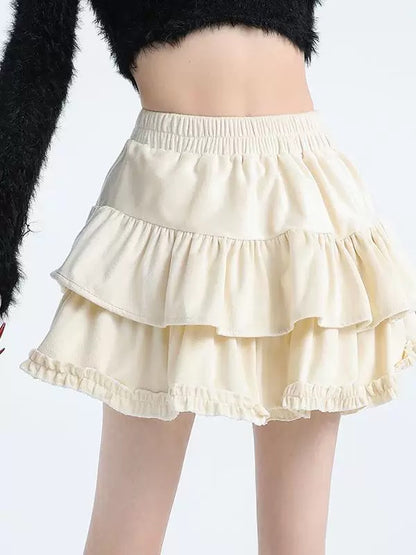 Corduroy/Cream Two Layer Skirt