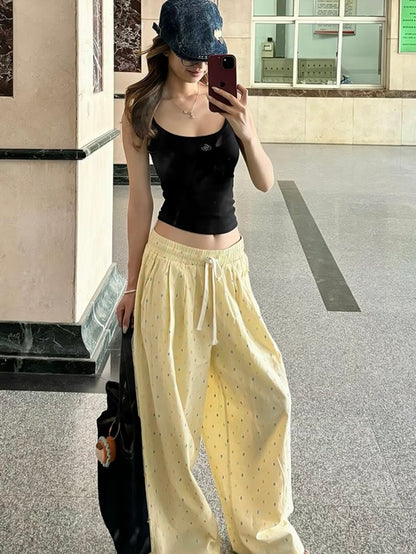 Yellow Colour Dots Long Pants