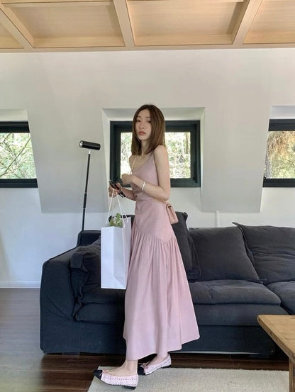 Pink Side Waist Cut Strap Dress