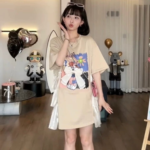 Cute Mom Cartoon Long Tee Dress