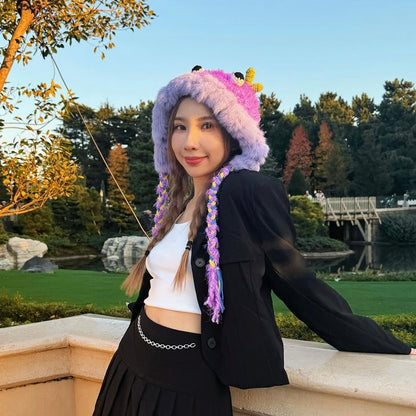 Furry Cute Monster Hat (3 Colours)